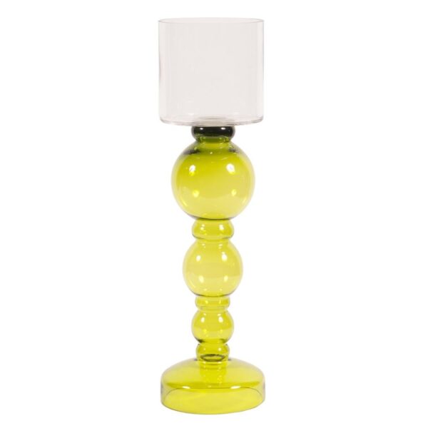 CH1045/Candleholder, Green Hand-blown Candleholder