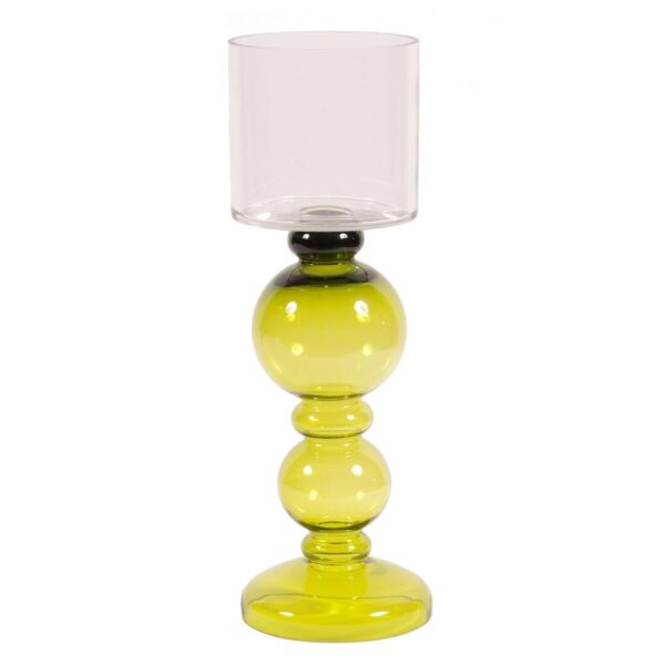 CH1045/Candleholder, Green Hand-blown Candleholder