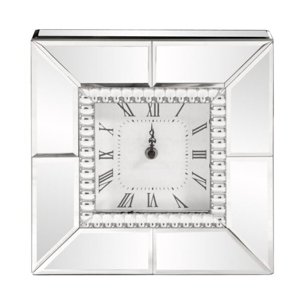 CL1025/Clock, Mirrored Table Clock with Beaded G
