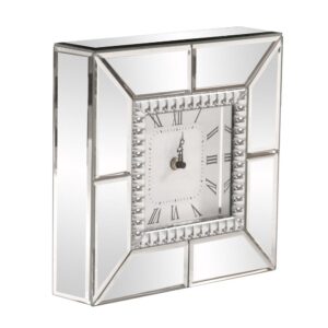 CL1025/Clock, Mirrored Table Clock with Beaded G