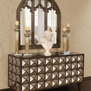 CON1036/CABINET, Antiqued Multi-faceted Mirrored Cabinet