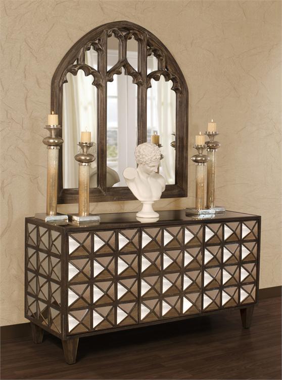 CON1036/CABINET, Antiqued Multi-faceted Mirrored Cabinet