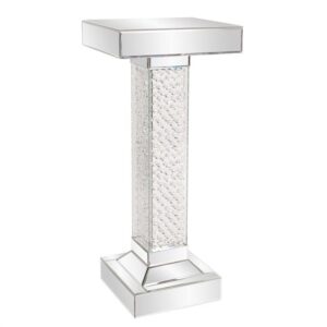 PD1002/CLEAR MIRRORED PEDESTAL W/GLASS CRYSTAL ACCENTS