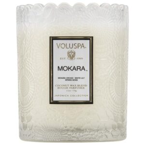 SC1007/MOKARA TINTED SCALLOPED EDGE GLASS CANDLE