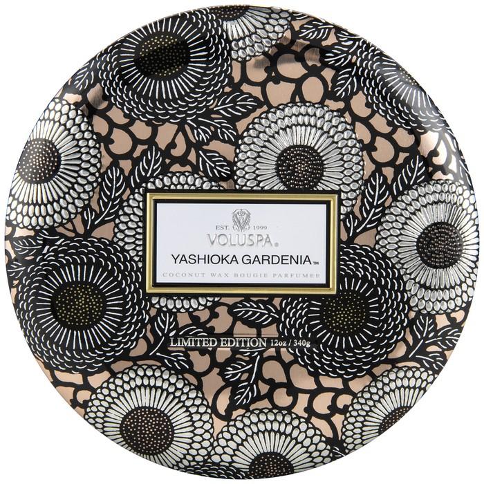 SC1013/YASHIOKA GARDENIA 3 WICK CANDLE IN DECORATIVE TIN