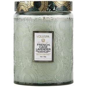 SC1020/FRENCH CADE LAVENDER LARGE GLASS JAR CANDLE