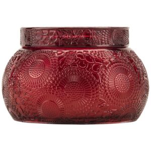 SC1025/Goji & Tarocco Orange EMBOSSED GLASS CHAWAN BOWL w LID