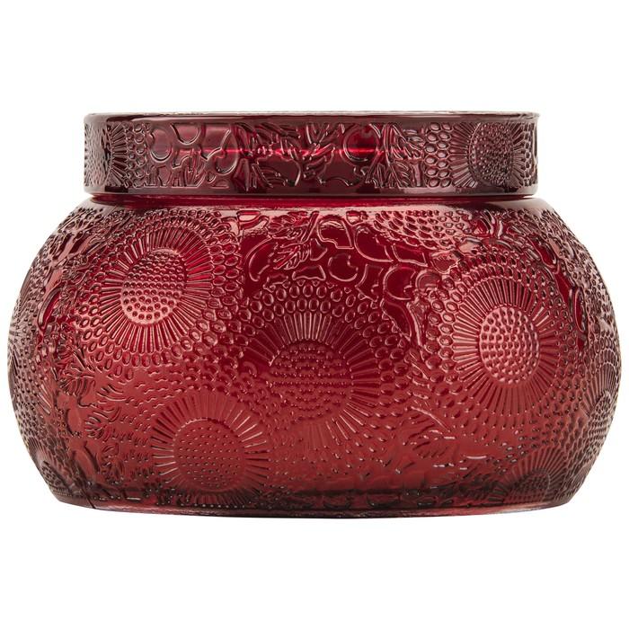 SC1025/Goji & Tarocco Orange EMBOSSED GLASS CHAWAN BOWL w LID