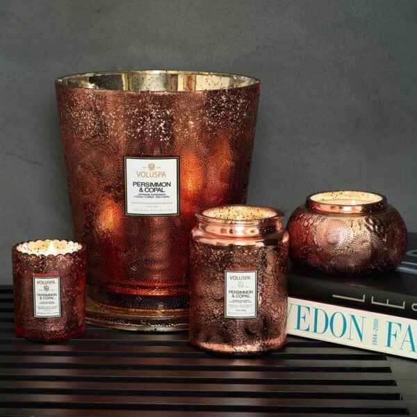 SC1057/PERSIMMON AND COPAL LARGE GLASS JAR CANDLE