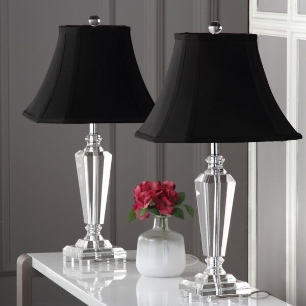 TL1047/SET-2 LILLY CRYSTAL LAMP-BLACK BELL GENEVA SHADE