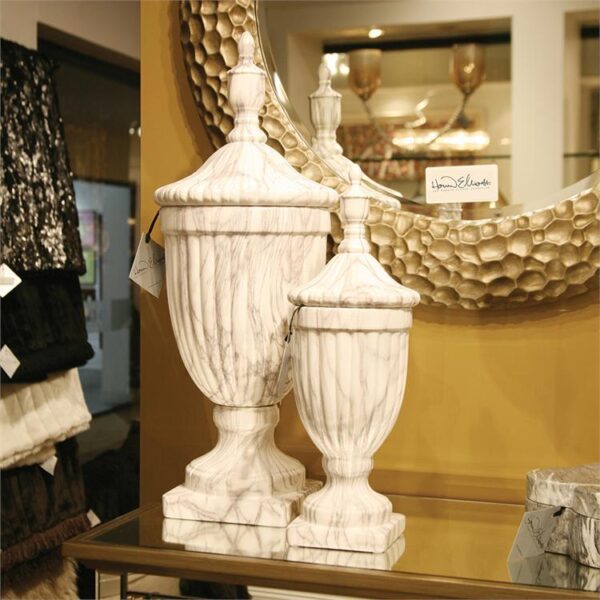 VS1171/Urn, Ceramic Urn with Faux Marble Finish,