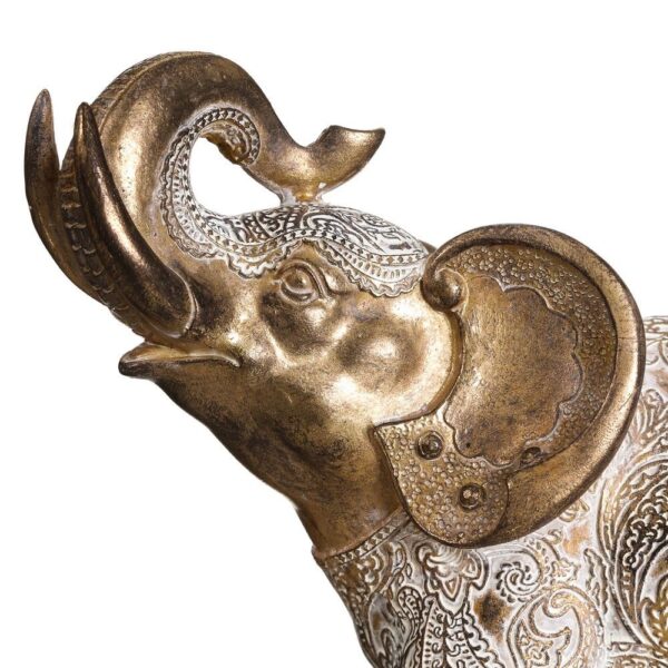 FG1064/FIGURE ELEPHANT GOLD-WHITE POLYRESIN