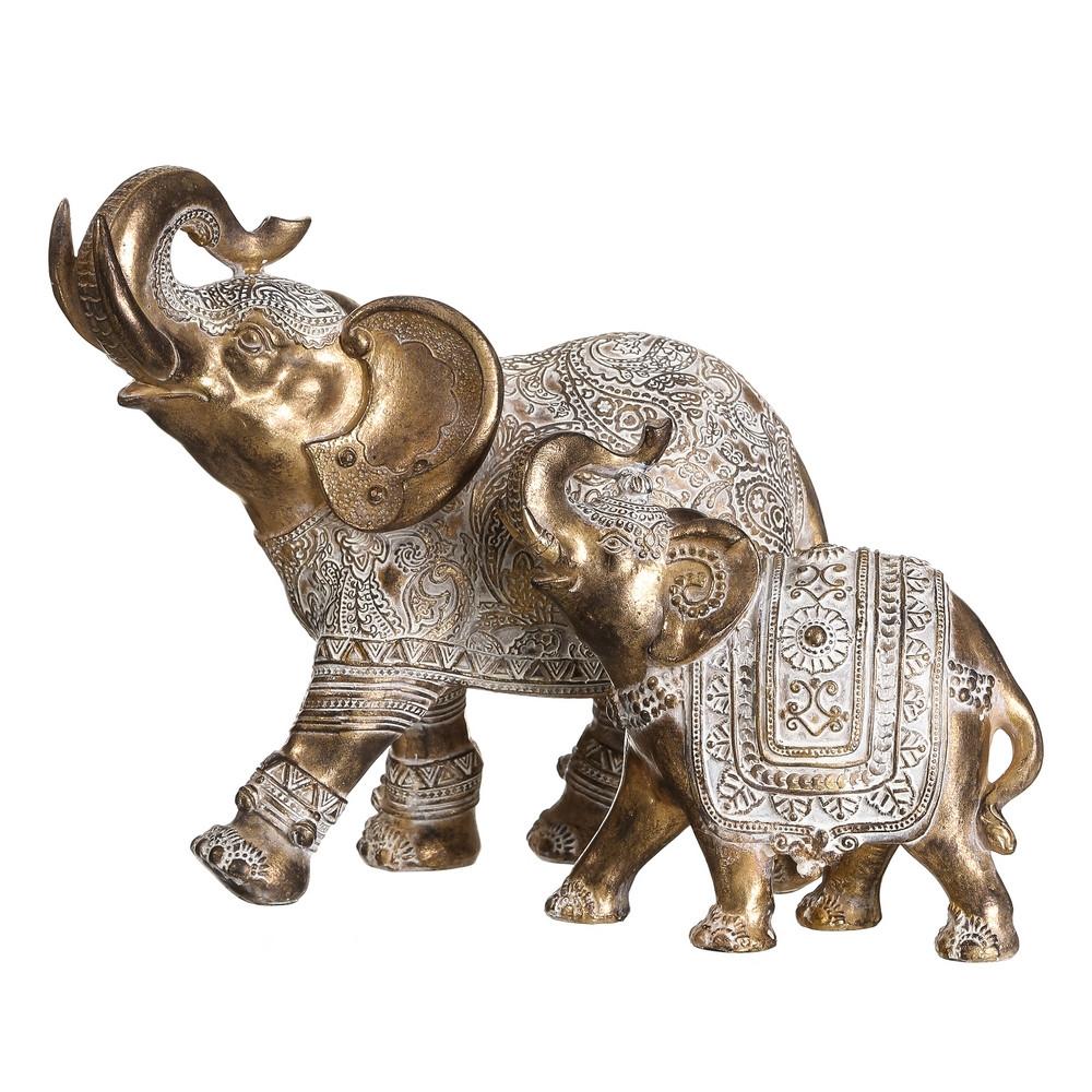 FG1064/FIGURE ELEPHANT GOLD-WHITE POLYRESIN - TheShowroom Limited