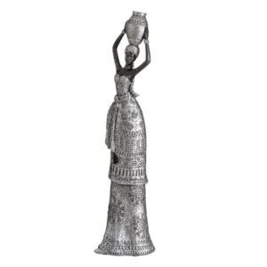 FG1065/FIGURE AFRICAN SILVER-BROWN POLYRESIN