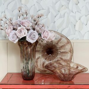 VS1181/VASE PINK GLASS. DECORATION 23,00 X22,00 X 39,00 CM