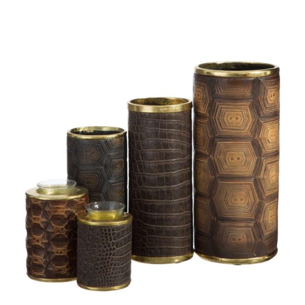 VS1184/VASE CROCODILE BLACK-GOLD POLYRESIN