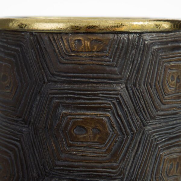 VS1184/VASE CROCODILE BLACK-GOLD POLYRESIN