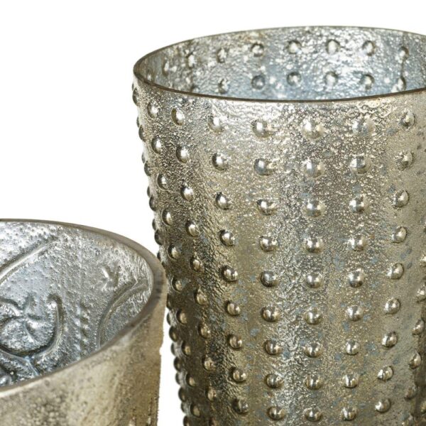 VS1186/CANDLE HOLDER SHINY SILVER GLASS. 15,20 X 15,20 X 30,50 CM