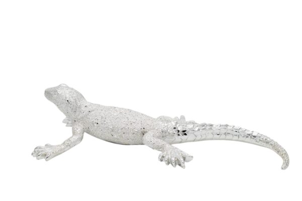 FG1043/DECO FIGURINE LIZARD SILVER MEDIUM