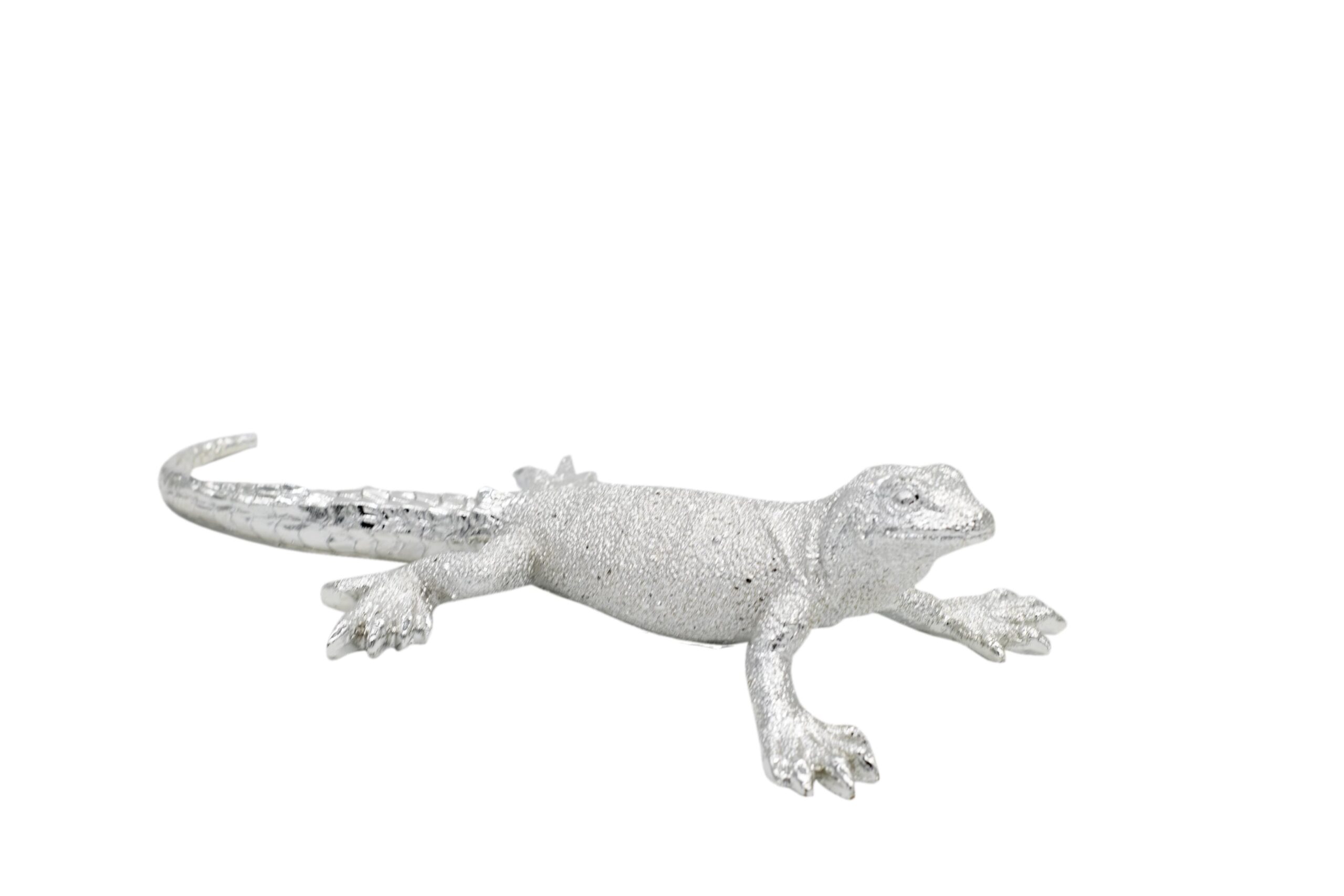 FG1043/DECO FIGURINE LIZARD SILVER MEDIUM