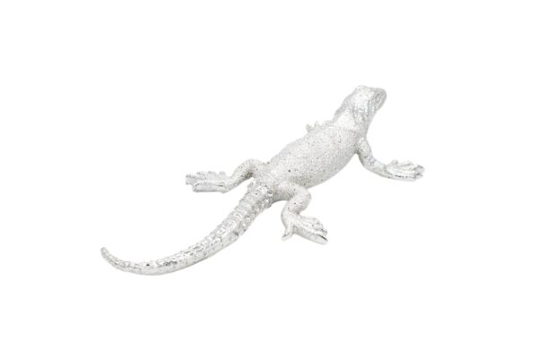 FG1043/DECO FIGURINE LIZARD SILVER MEDIUM