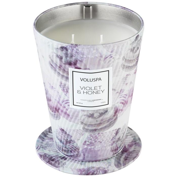 SC1092/VIOLET & HONEY 2 WICK TIN TABLE CANDLE