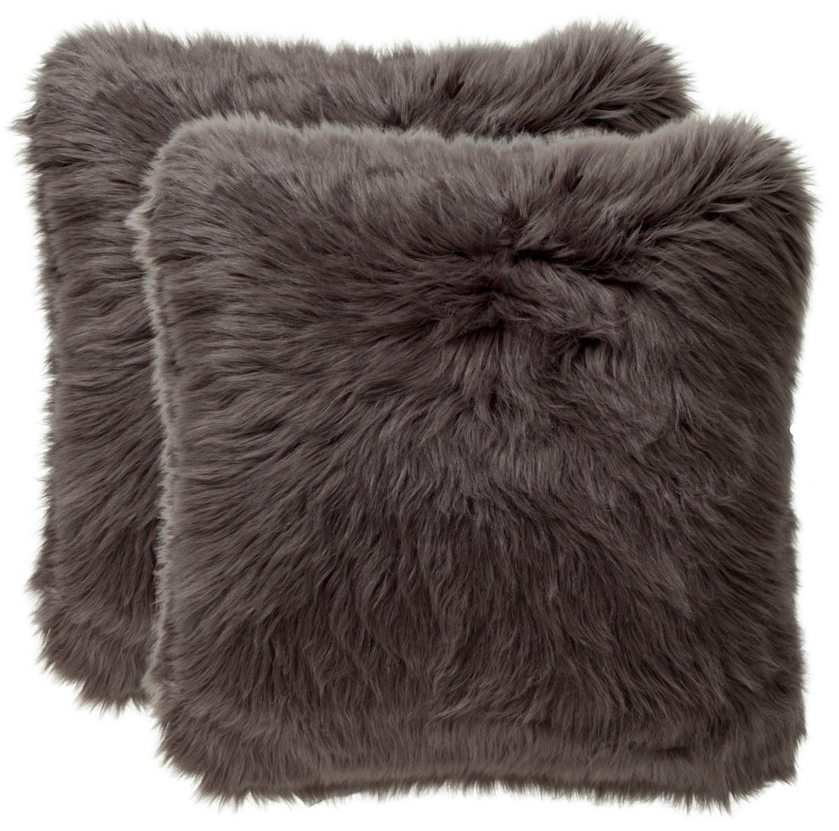 TP1079/SET OF 2 GREY SHADOW FOX PILLOW