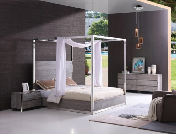 BS1019/Earlena Grey 4 poster bed