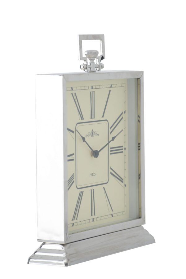 CL1035/Pocket Stlye Square Silver Big Table Clock. DIMENSIONS (CM): 36 x 45 x 10