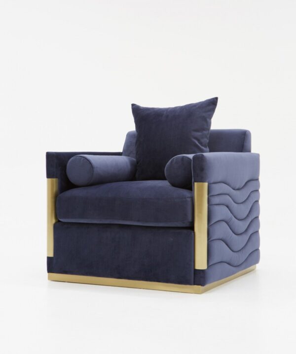 AC1059/DREAM Blue Velvet & Gold Lounge Chair