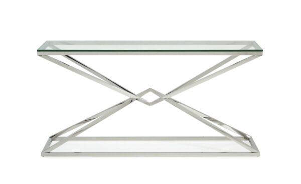 CON1058/Alexander Glass & Stainless Steel Console Table