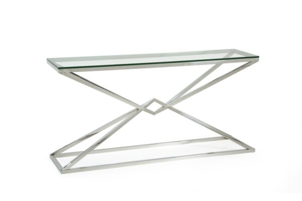 CON1058/Alexander Glass & Stainless Steel Console Table
