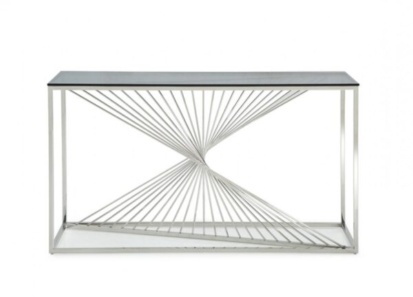 CON1059/ TRIO GLASS & STAINLESS STEEL CONSOLE TABLE