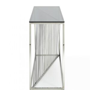 CON1059/ TRIO GLASS & STAINLESS STEEL CONSOLE TABLE