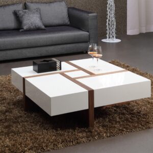 CT1072/ MAKKY White & Walnut Square Coffee Table