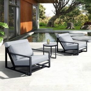 OUT1009/ Boardwalk Outdoor Grey Lounge Chair Set