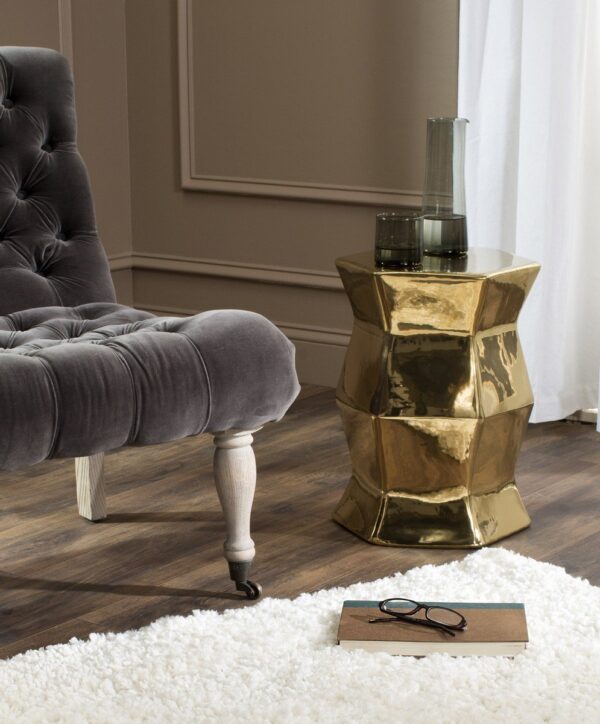 STL1012/MODERN HEXAGON GARDEN STOOL PLATED GOLD