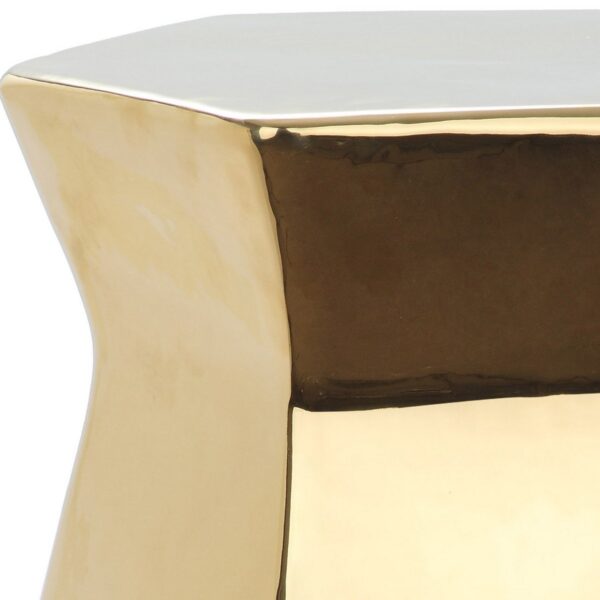 STL1012/MODERN HEXAGON GARDEN STOOL PLATED GOLD