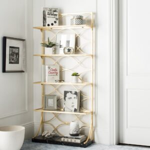 SV1005/SPANO 4 GLASS TIER MARBLE BASE ETAGERE