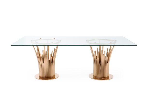 DN1029/ BUXTON Glass & Rosegold Dining Table