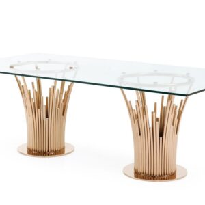 DN1029/ BUXTON Glass & Rosegold Dining Table