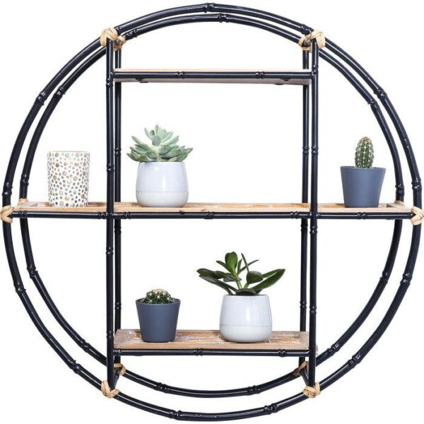 WS1012/Wall Shelf Jungle Bamboo Black √ò60cm