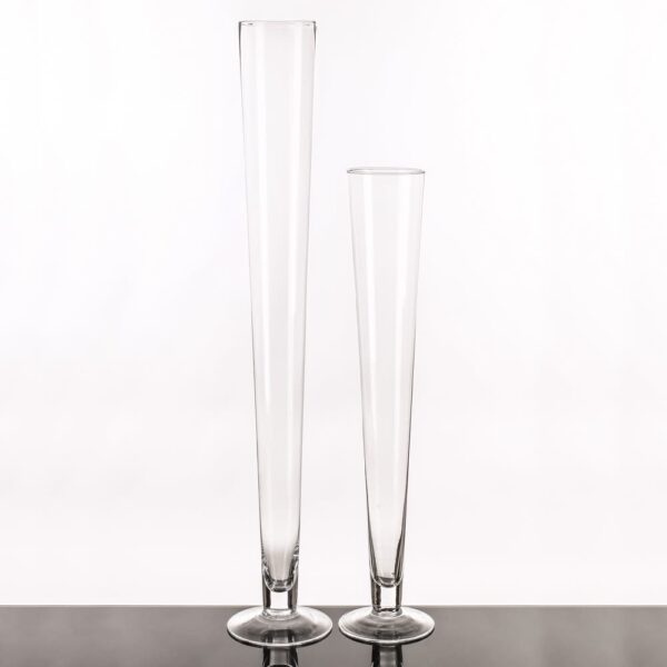 VS1226/VASE CONIC TRANSPARENT GLASS. 11 X 11 X 80 CM