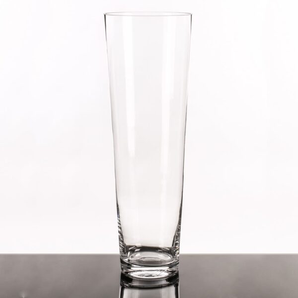 VS1227/VASE CONIC TRANSPARENT GLASS. 11 X 17 X 50 CM