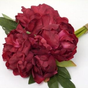 FW1352/PEONY BOUQUET BURGUNDY 25CM