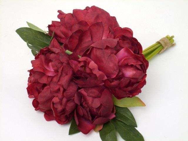 FW1352/PEONY BOUQUET BURGUNDY 25CM