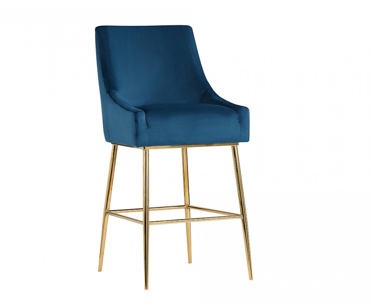 BRS1023/Gleason Modern Blue Velvet Bar Stool