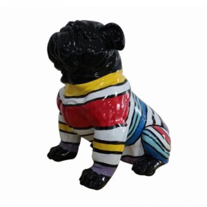 FG1080/Black & Colorful Sweater Pug Sculpture