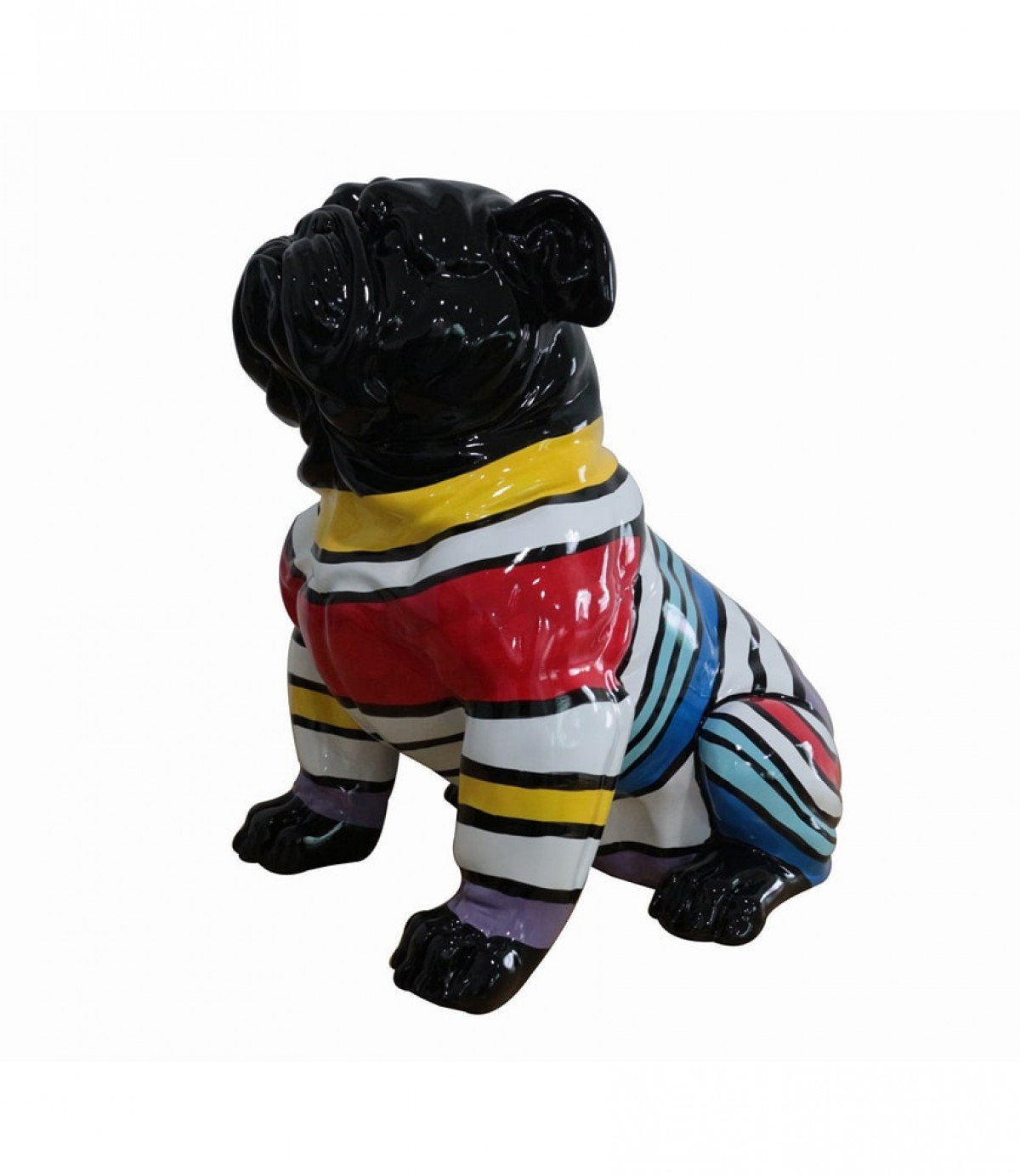 FG1080/Black & Colorful Sweater Pug Sculpture