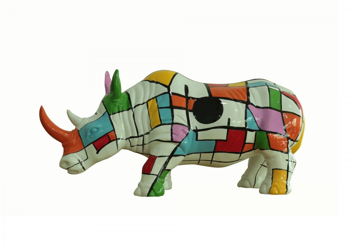 FG1081/Abstract Colorful Rhino Sculpture